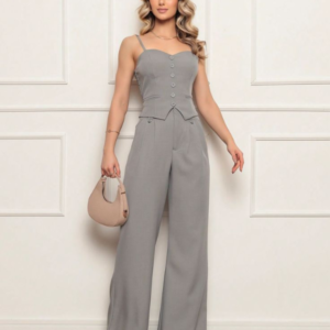 Conjunto feminino em alfaiataria Laris Regata com Calça Comprida