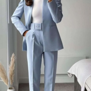 Calça Feminina Alfaiataria Reta - Azul Claro _ 36