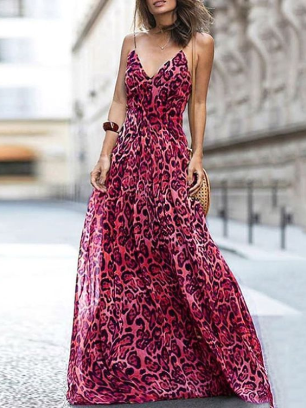 Vestido longo de alça fina